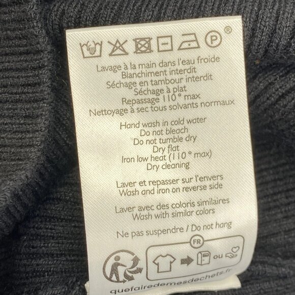 Sezane Women’s Alva Jumper V-Neck Sweater Size L Black Rib Knit Long Sleeve Pull - Picture 3 of 13